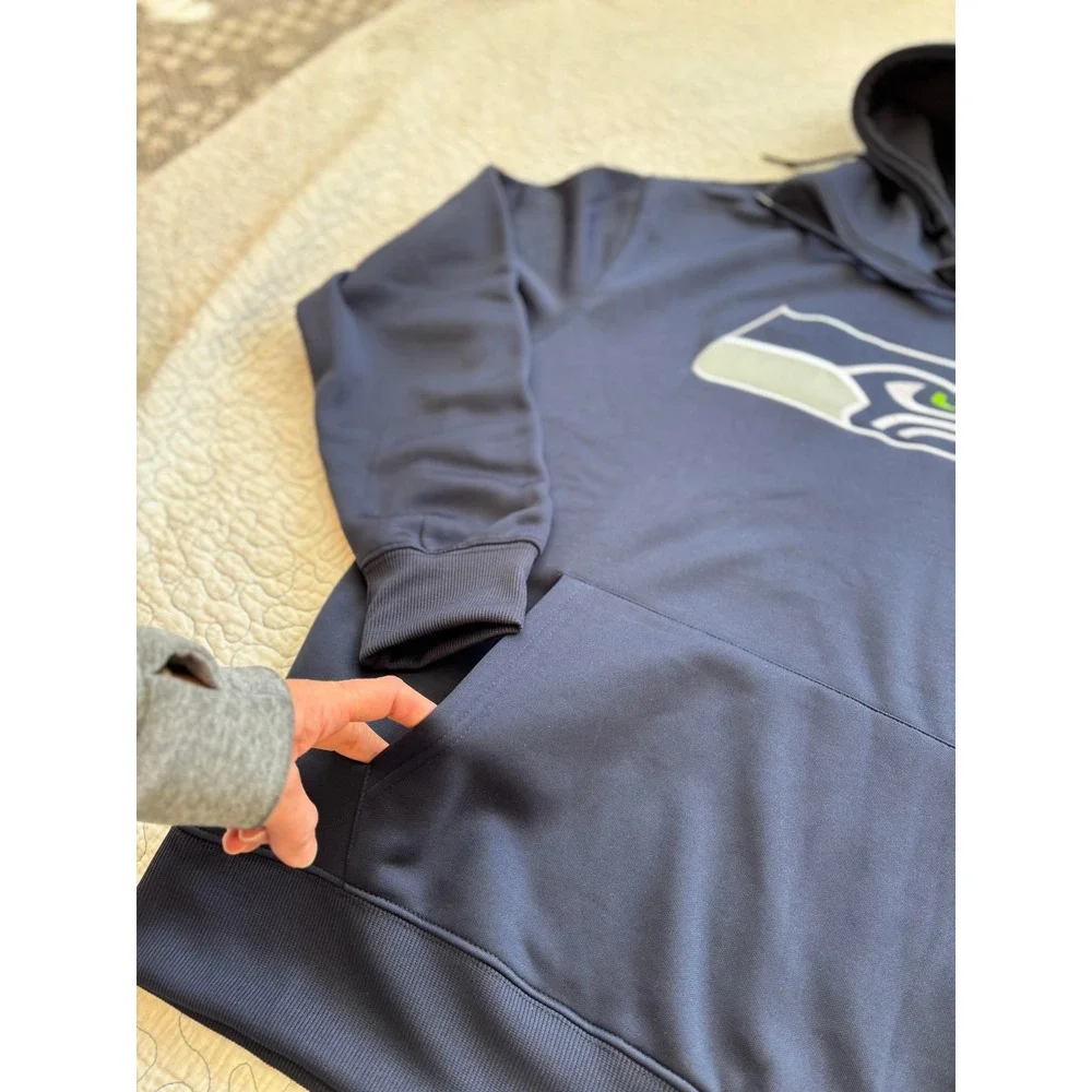 NFL Ultra Game‎ Seattle Seahawks Navy Blue Pullover Hoodie Mens Size Medium #121 - Picture 3 of 7